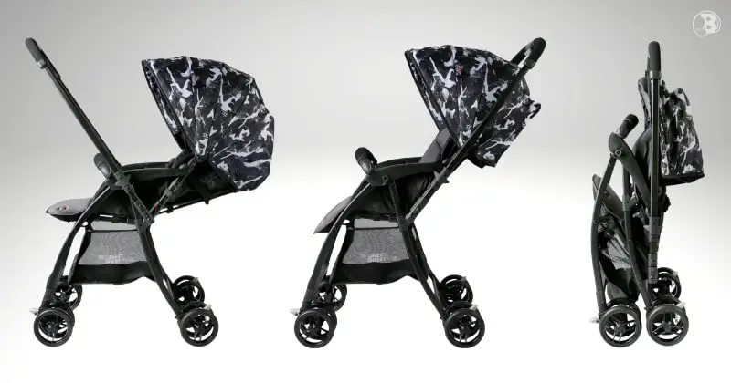 Different Configurations And Folded Profile Of The Sweet Cherry S507 Akira Stroller