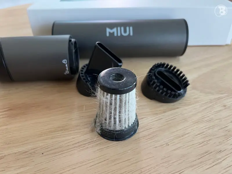 Dirty HEPA Filter Removed From A MIUI Portable Hand Vacuum Cleaner