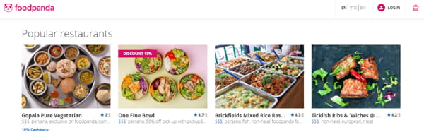 Example Of Restaurants On Foodpanda App