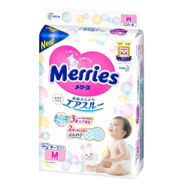 Merries Super Premium Tape Baby Diapers M