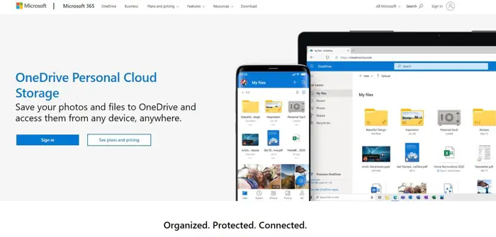 Microsoft One Drive Website