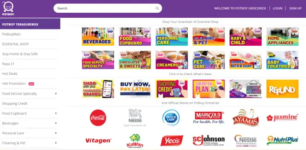 Online Shopping Interface For Potboy Groceries