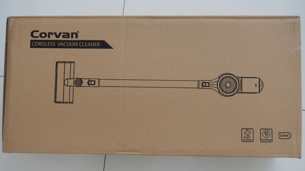 Outer Box Of The Corvan Cordless Vacuum