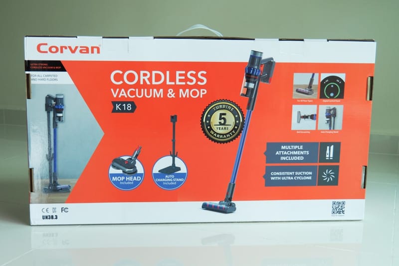 Packaging For Corvan Cordless Vacuum Cleaner And Cordless Mop K18