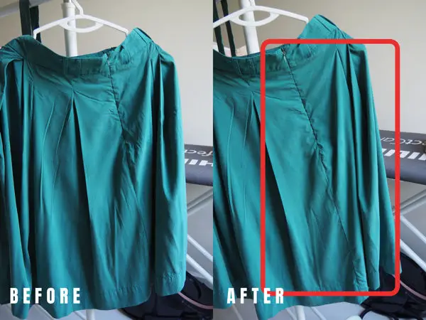 Satin Like Skirt (Before And After Vertical Steaming)