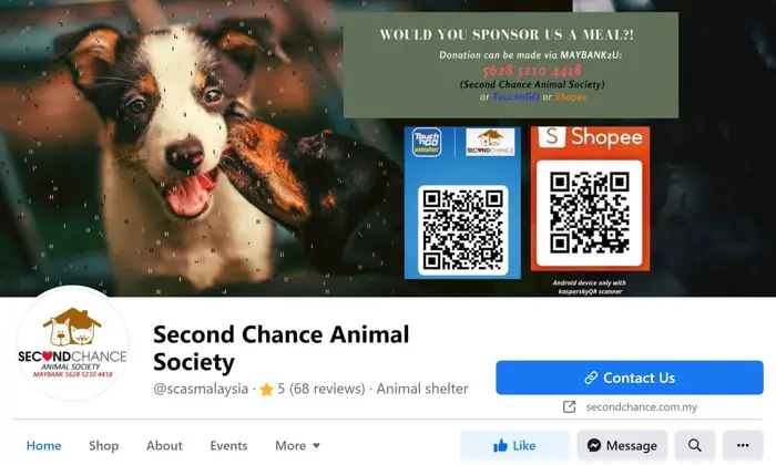 Second Chance Animal Shelter Malaysia Facebook