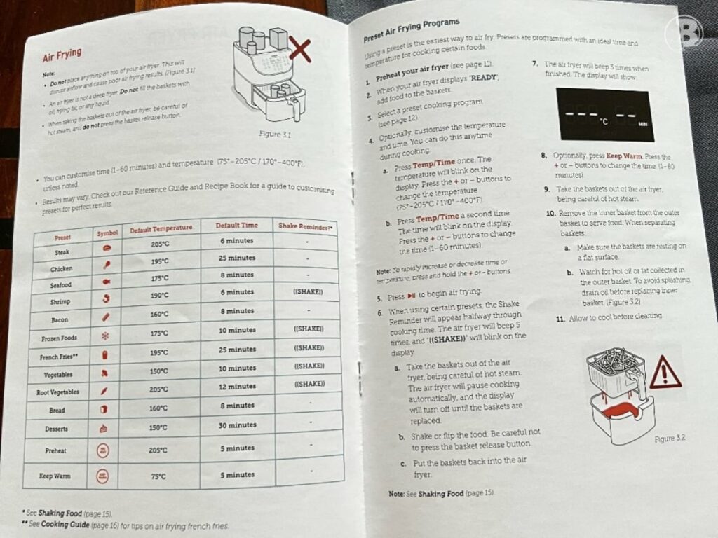 The User Manual That Comes With The COSORI Premium Max XL Air Fryer CP158