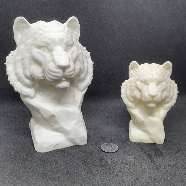 Tiger Head Models (Left Done With FDM And Right Done With SLA) By B3D Online
